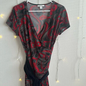 Dress Barn Surplice Wrap Swirl Dot Printed Dress​